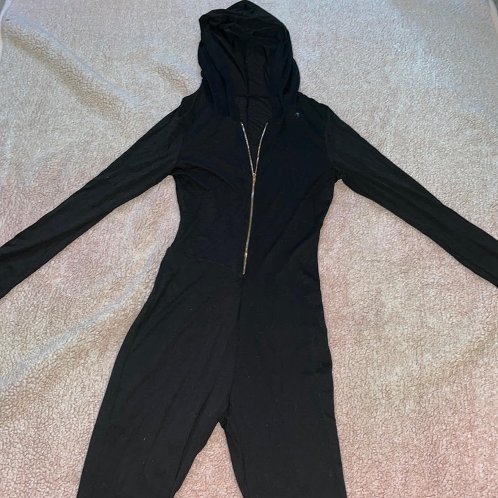 Black Bodycon Hooded Jumpsuit
